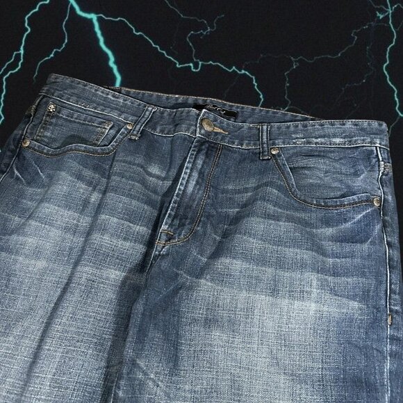 baggy 2000s y2k acid washed embroidered saint cross marc ecko jeans - Picture 3 of 7